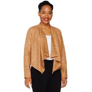 New GILI Vegan Faux Leather Tan Open Front Moto Jacket - Size 0 (XS) MSRP:$109
